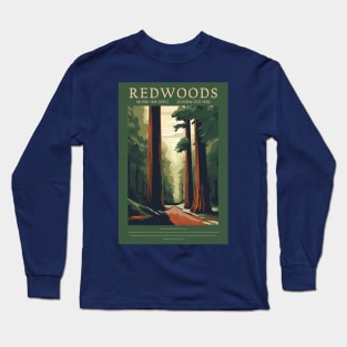 Redwoods National Park Vintage Travel Poster Long Sleeve T-Shirt